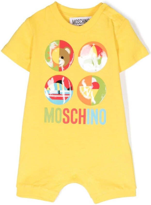 Moschino Kids Romper met logoprint Geel