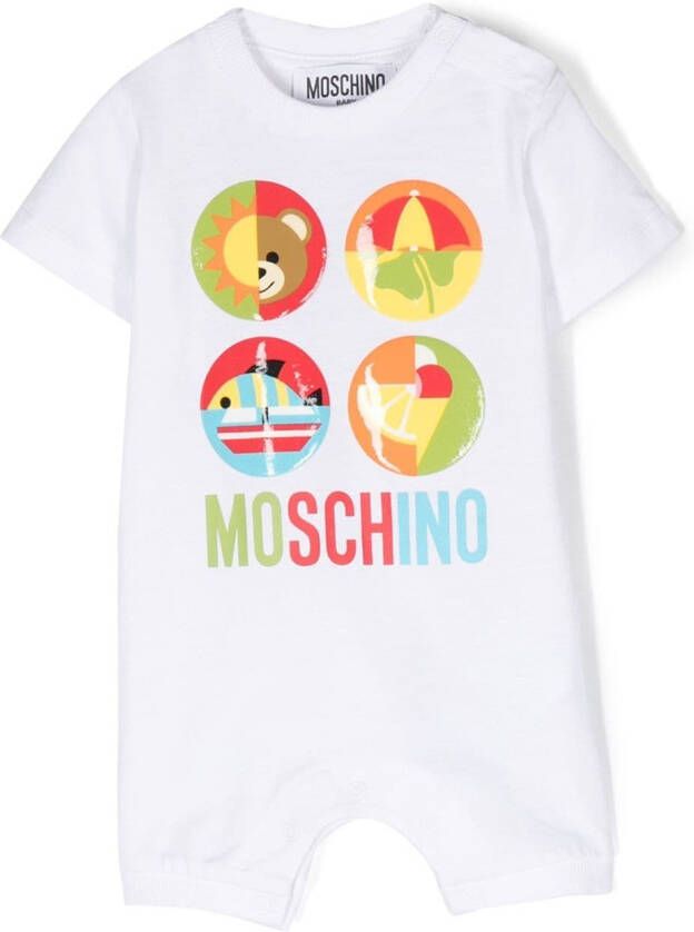 Moschino Kids Romper met logoprint Wit