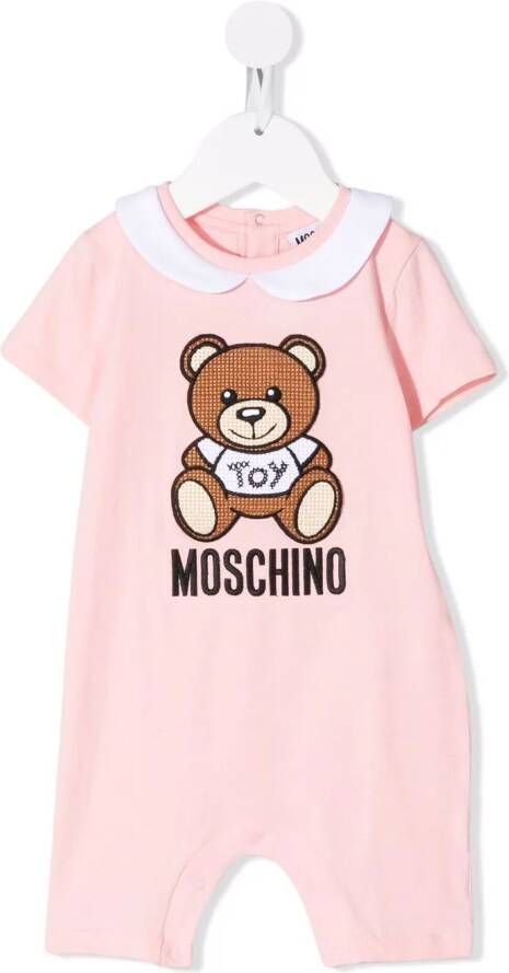 Moschino Kids Romper met teddybeerprint Roze