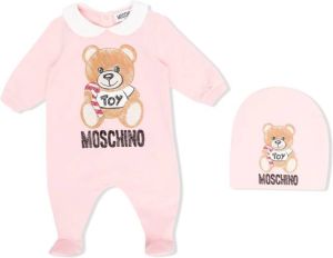 Moschino Kids Romper set met teddybeerprint Roze