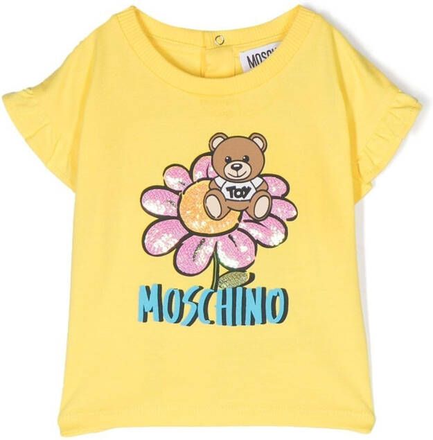 Moschino Kids T-shirt met pailletten Geel