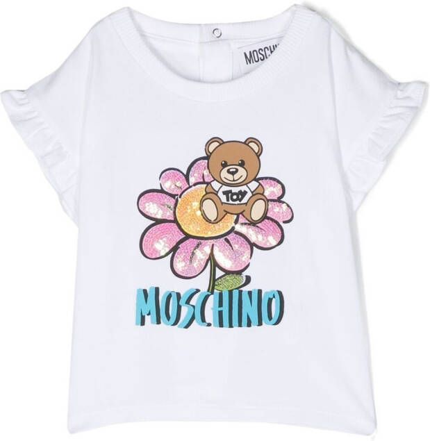 Moschino Kids T-shirt met pailletten Wit