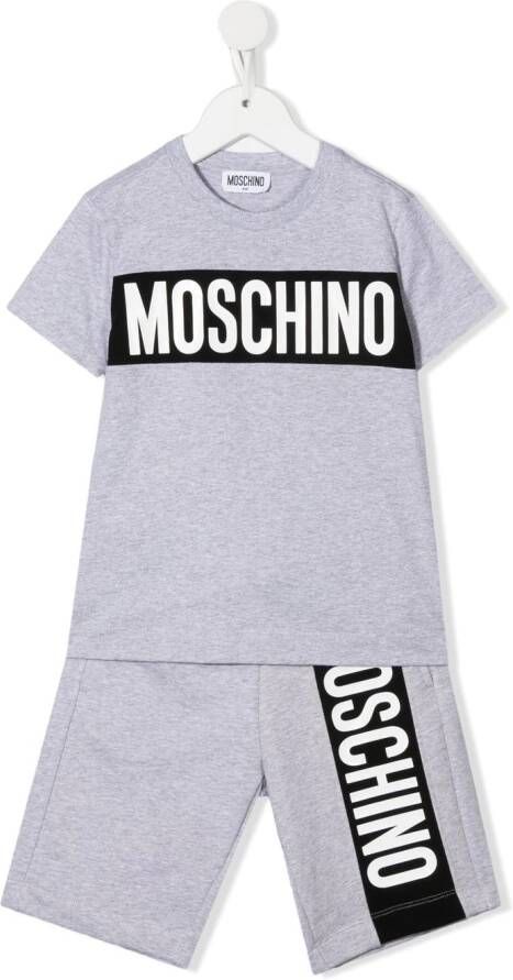 Moschino Kids Set van T-shirt en shorts met logoprint Grijs