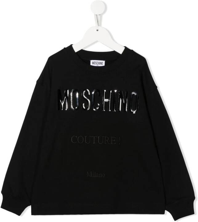Moschino Kids Shirt met logo-applicatie Zwart