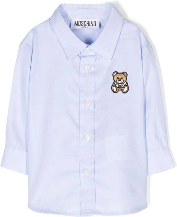 Moschino Kids Shirt met teddybeerprint Blauw