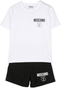 Moschino Kids Shorts en shirt met logoprint Wit