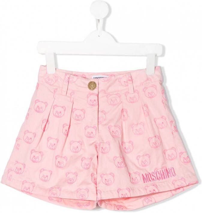 Moschino Kids Shorts met geborduurde teddybeer Roze