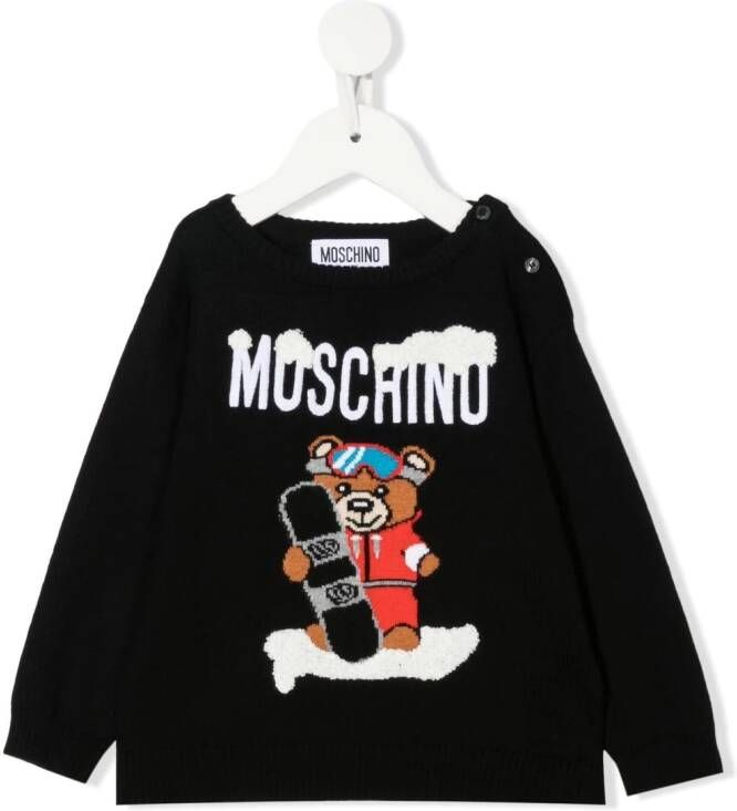 Moschino Kids Trui met teddybeerprint Zwart