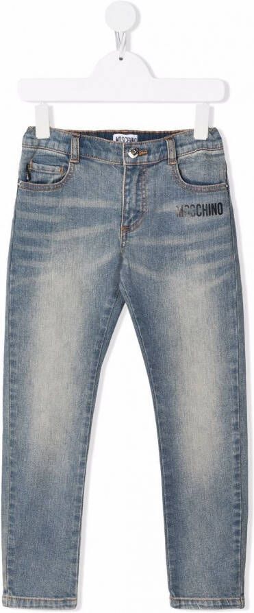 Moschino Kids Slim-fit jeans Blauw