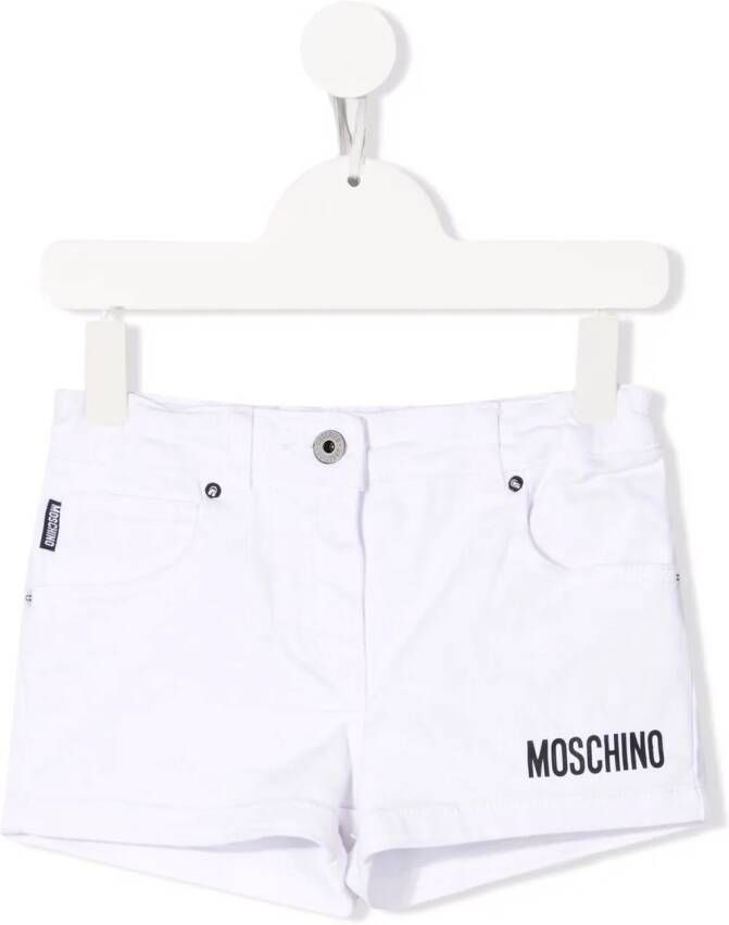 Moschino Kids Spijkershirt met logoprint Wit