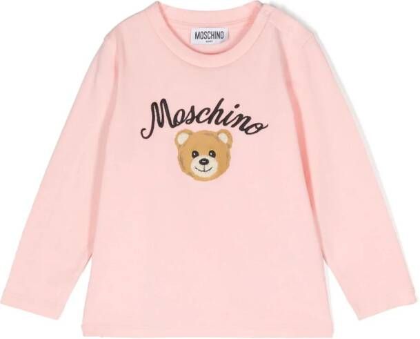 Moschino Kids Sweater met geborduurd logo Roze