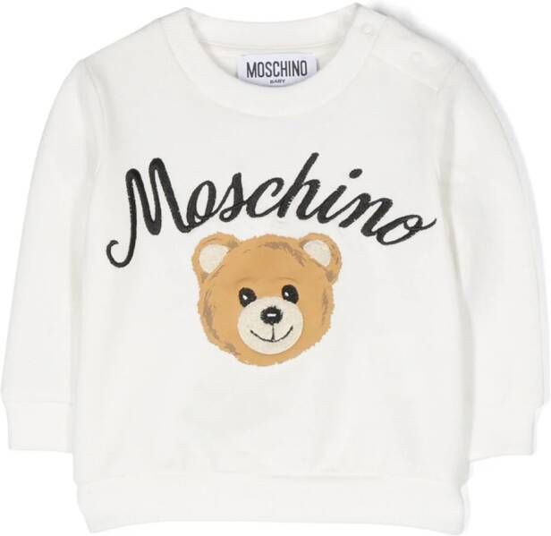 Moschino Kids Sweater met geborduurd logo Wit