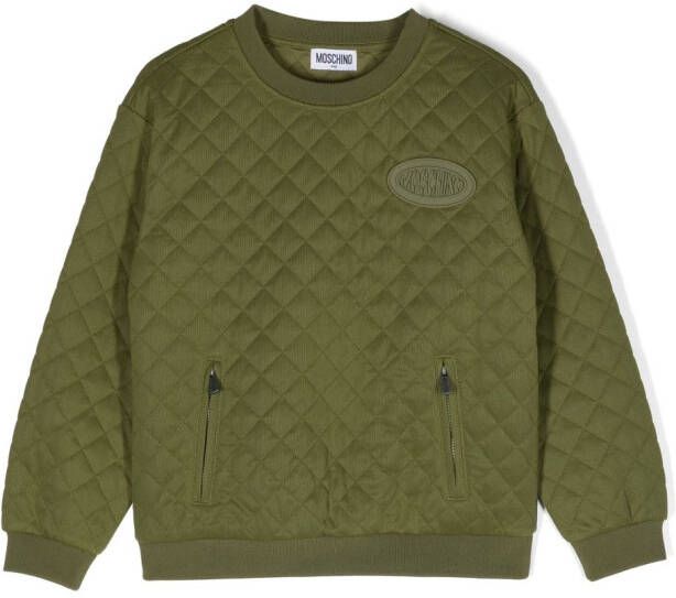 Moschino Kids Sweater met logopatch Groen