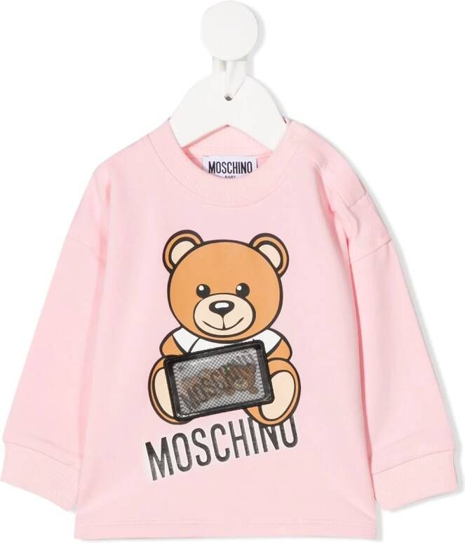 Moschino Kids Sweater met logopatch Roze