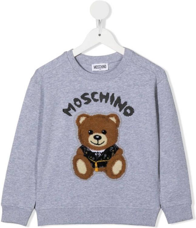 Moschino Kids Sweater met logoprint Grijs