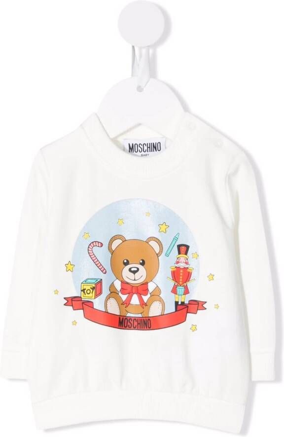 Moschino Kids Sweater met teddybeer patroon Wit