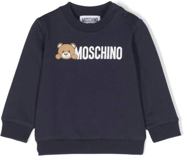 Moschino Kids Sweater met teddybeerpatroon Blauw