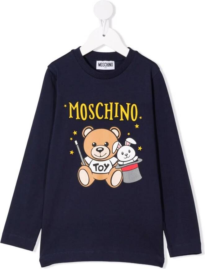 Moschino Kids Sweater met teddybeerprint Blauw