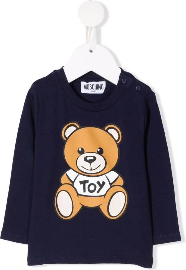 Moschino Kids Sweater met teddybeerprint Blauw