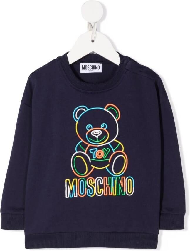 Moschino Kids Sweater met teddybeerprint Blauw