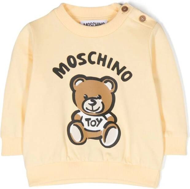 Moschino Kids Sweater met teddybeerprint Geel