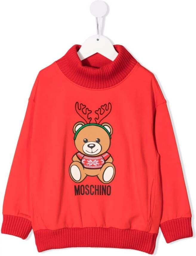 Moschino Kids Sweater met teddybeerprint Rood