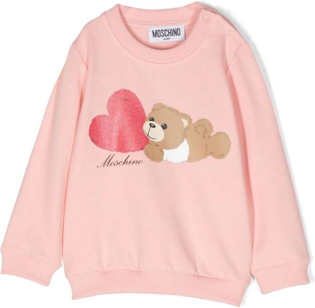 Moschino Kids Sweater met teddybeerprint Roze