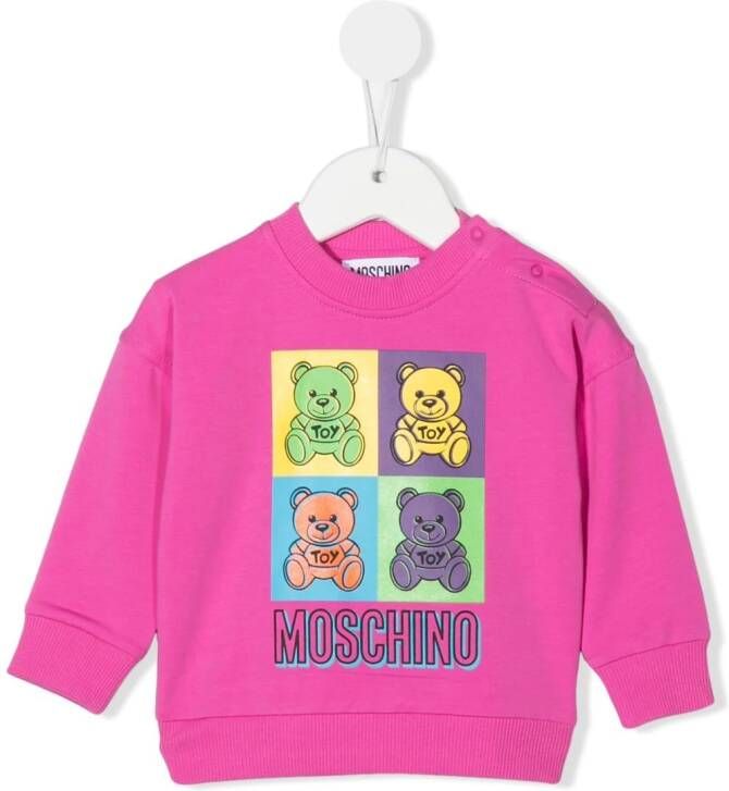 Moschino Kids Sweater met teddybeerprint Roze