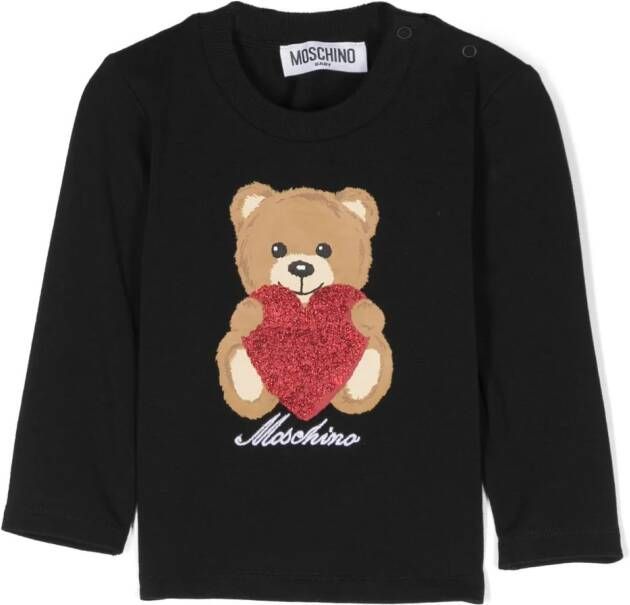 Moschino Kids Sweater met teddybeerprint Zwart
