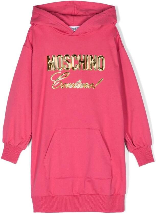 Moschino Kids Sweaterjurk met logopatch Roze