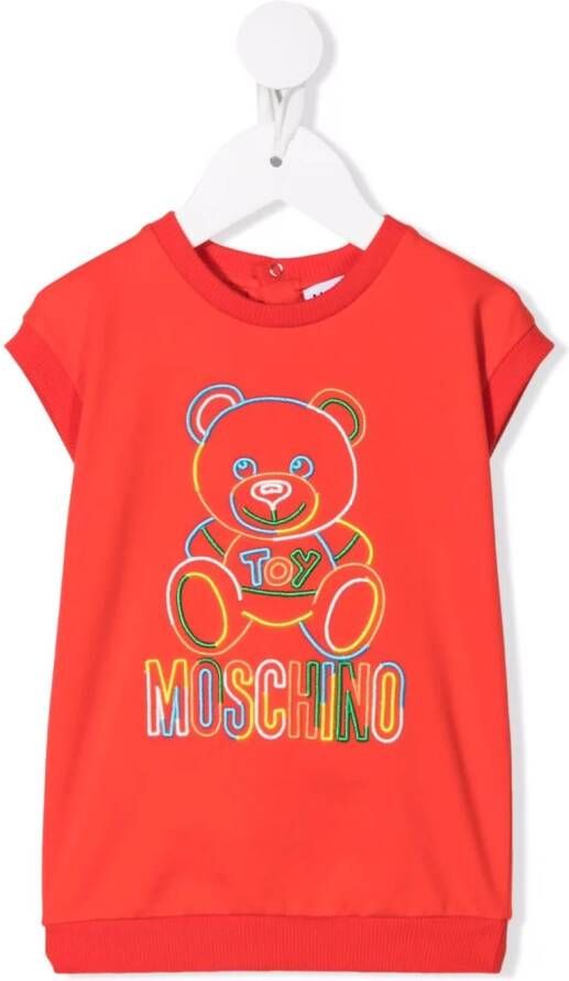 Moschino Kids Sweaterjurk met teddybeerprint Rood