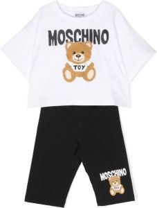Moschino Kids T-shirt en shorts met logoprint Wit
