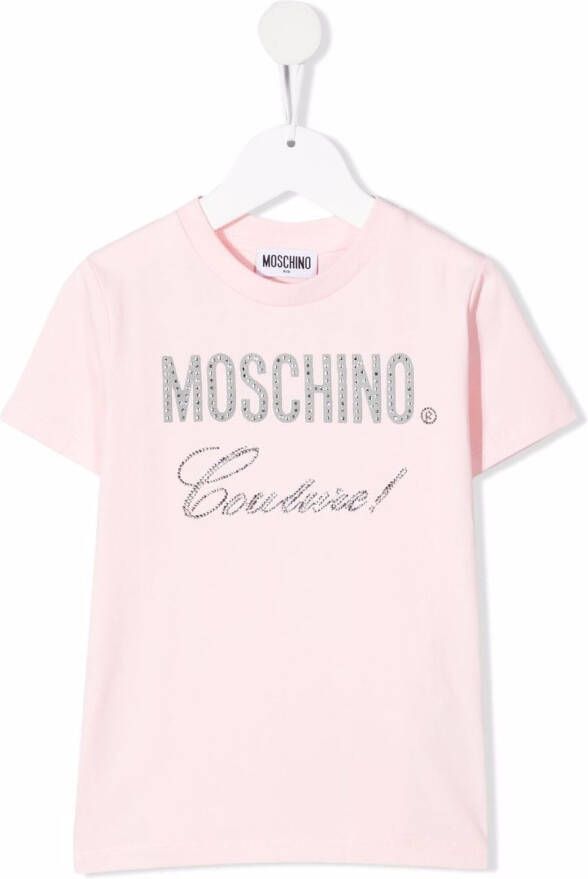 Moschino Kids T-shirt met couture logo Roze