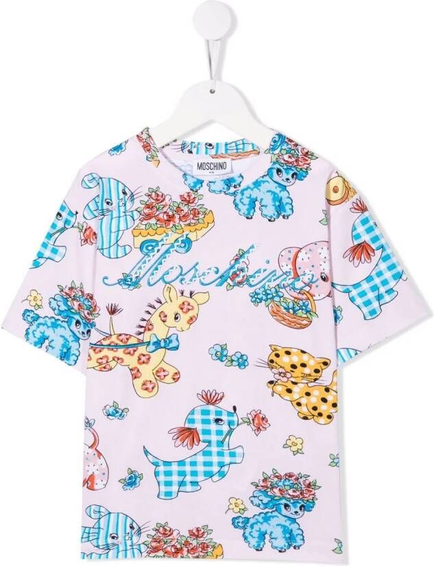 Moschino Kids T-shirt met dierenprint Roze