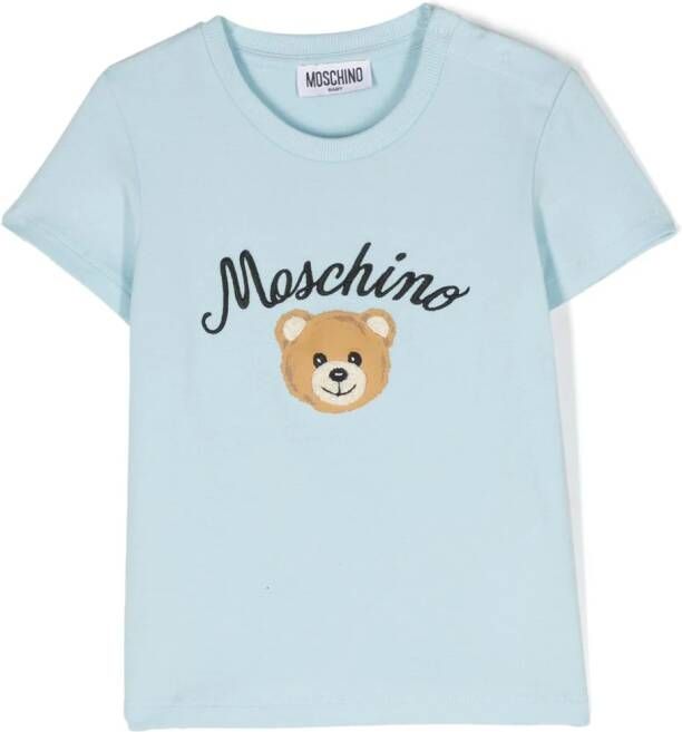 Moschino Kids T-shirt met geborduurd logo Blauw