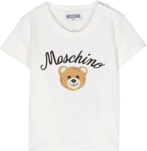 Moschino Kids T-shirt met geborduurd logo Wit