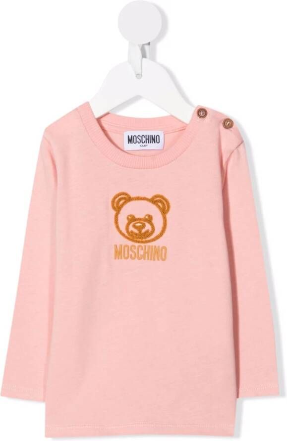 Moschino Kids T-shirt met geborduurde teddybeer Roze