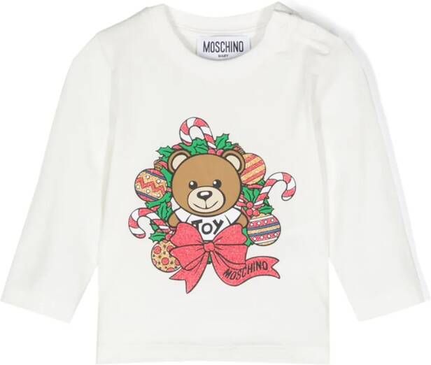 Moschino Kids T-shirt met glitter Wit