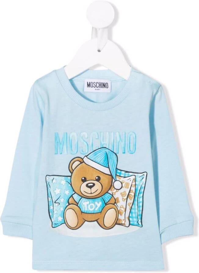 Moschino Kids T-shirt met lange mouwen Blauw