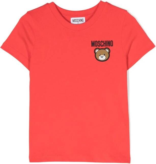 Moschino Kids T-shirt met Leo teddybeerprint Rood