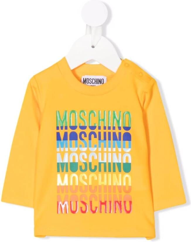 Moschino Kids T-shirt met logoprint Geel