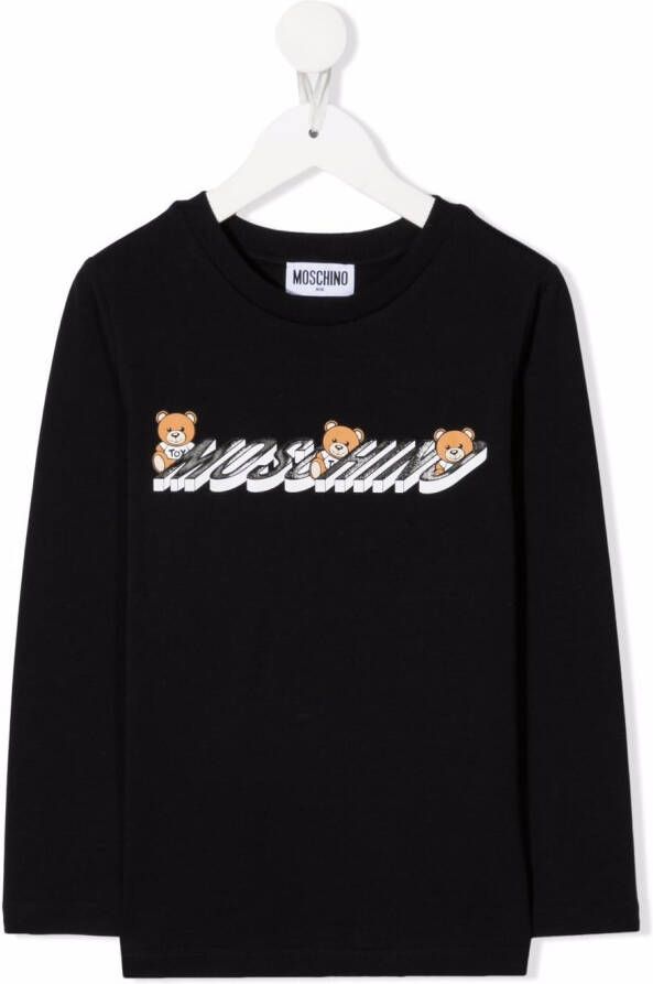 Moschino Kids T-shirt met logoprint Zwart