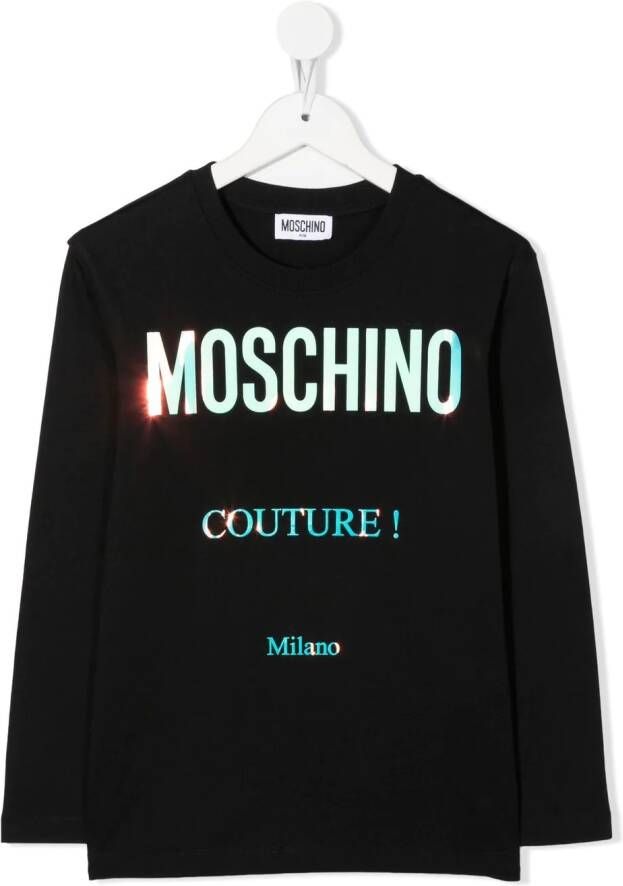 Moschino Kids T-shirt met logoprint Zwart