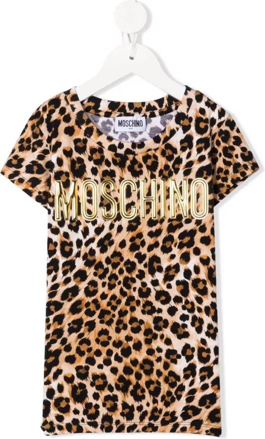 Moschino Kids T-shirt met luipaardprint Beige