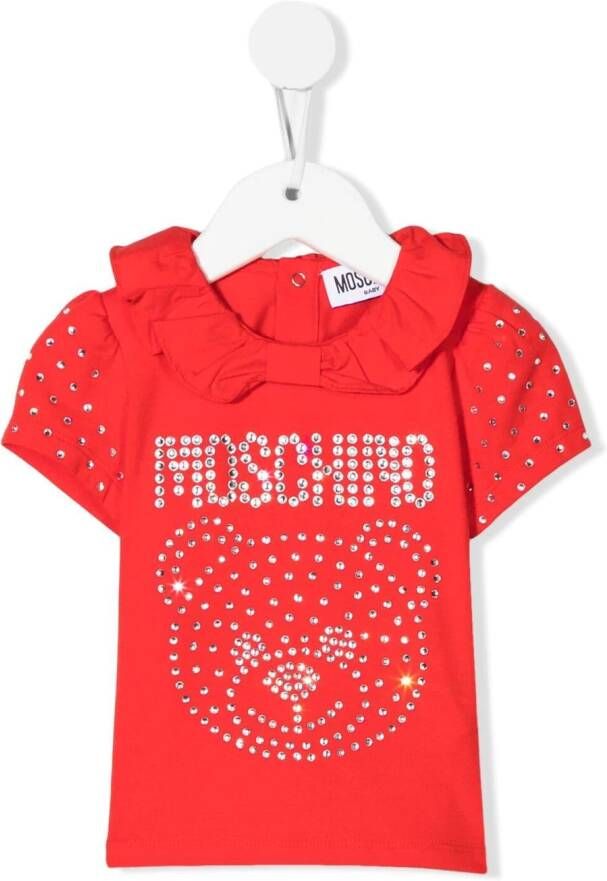 Moschino Kids T-shirt met stras Rood