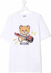 Moschino Kids T-shirt met teddybeer logo Wit