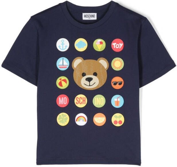 Moschino Kids T-shirt met teddybeer patroon Blauw
