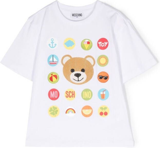Moschino Kids T-shirt met teddybeer patroon Wit