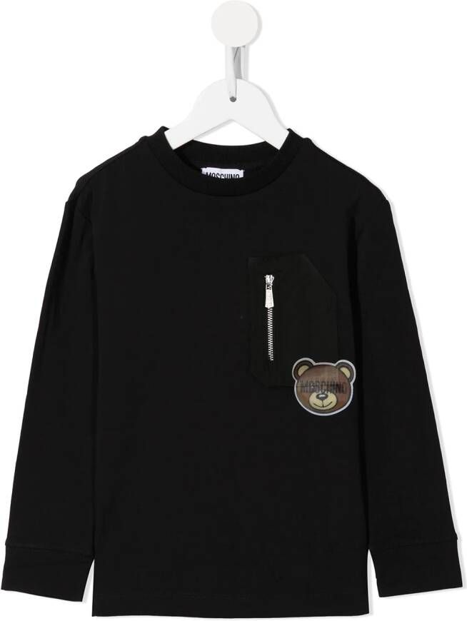 Moschino Kids T-shirt met teddybeerpatch Zwart