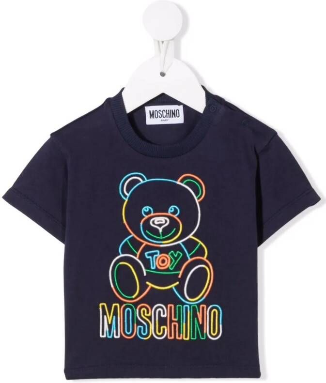 Moschino Kids T-shirt met teddybeerprint Blauw